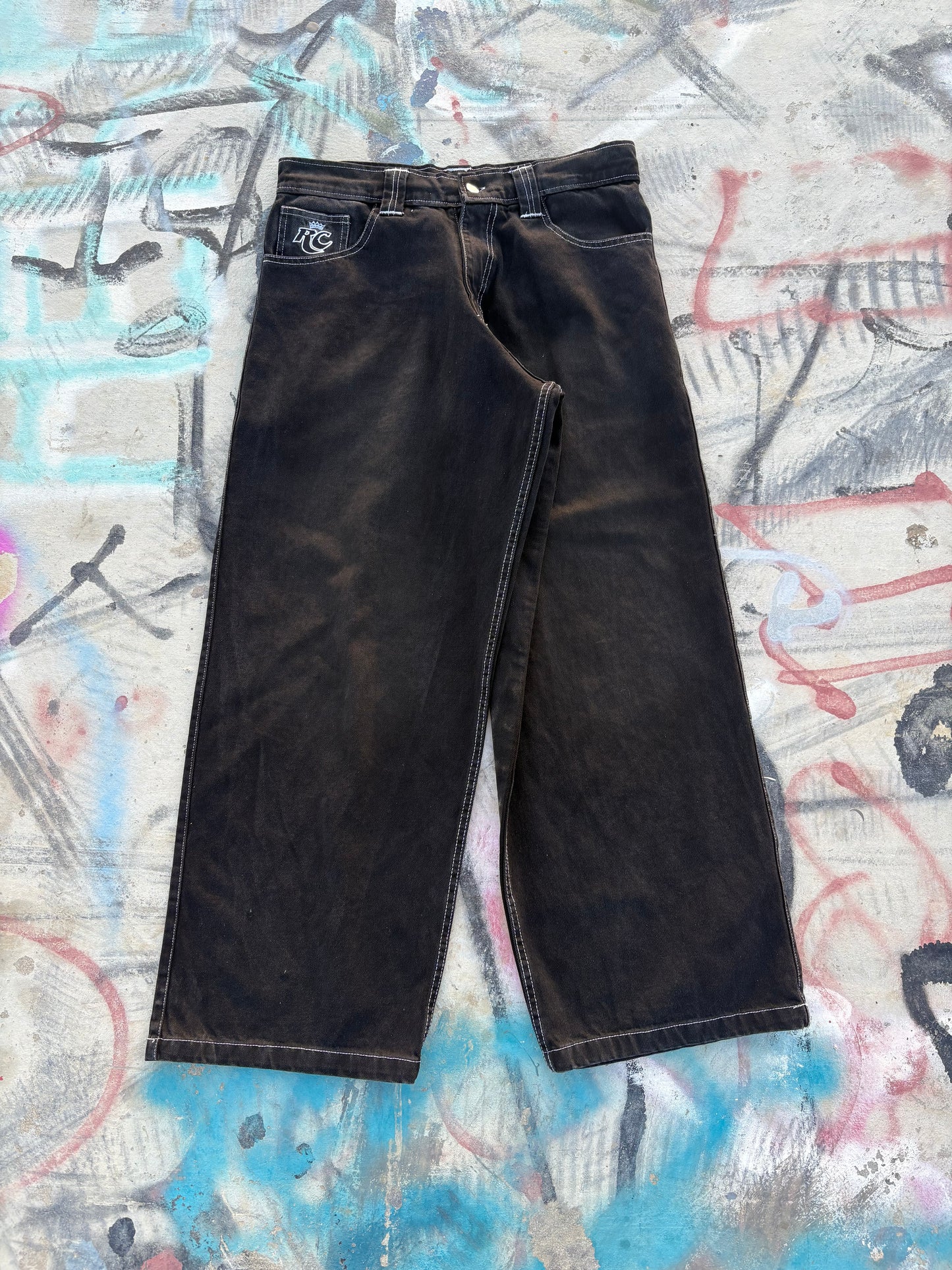 Black Contrast Stitch Pants