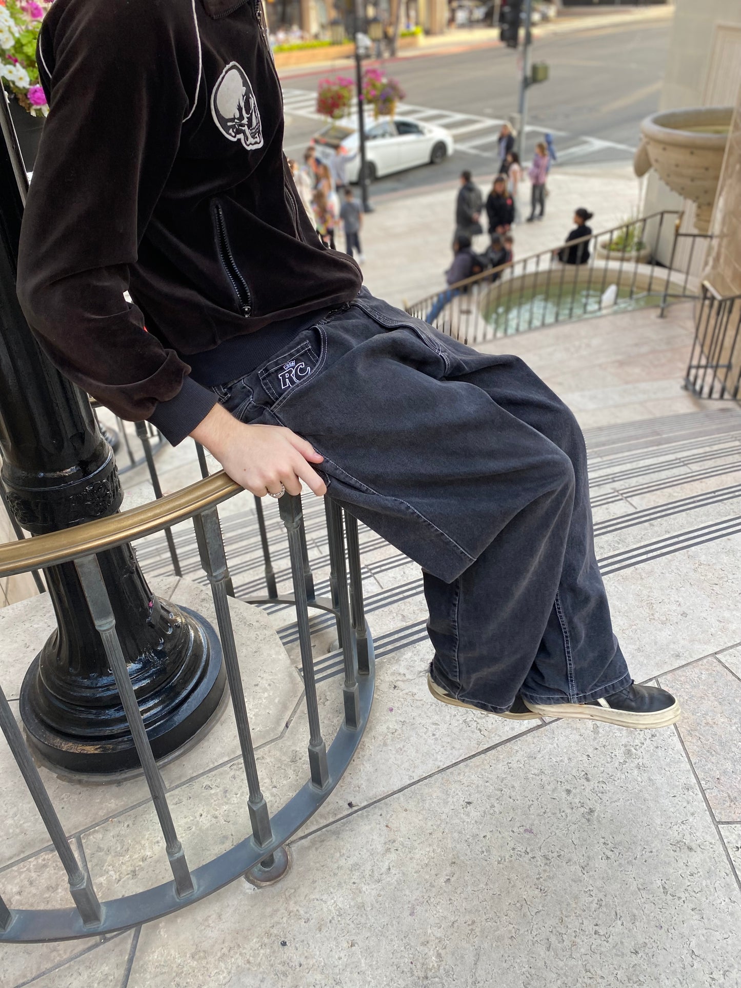 Black Contrast Stitch Pants