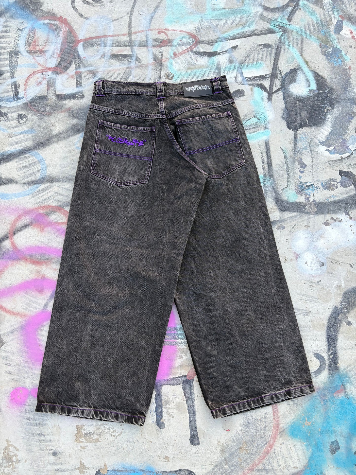 Purple Contrast Stitch Denim
