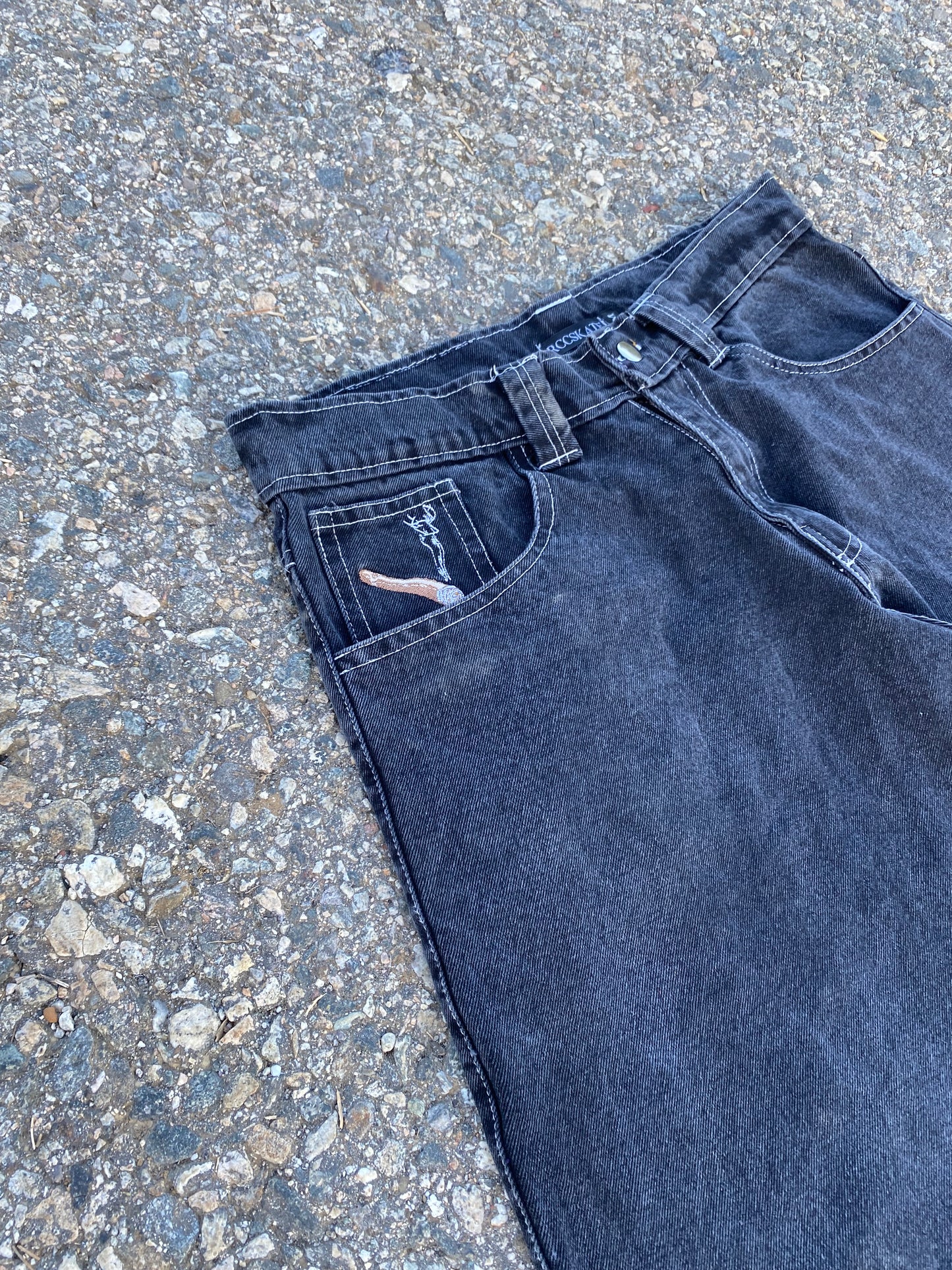 Black With White Stitch Pants
