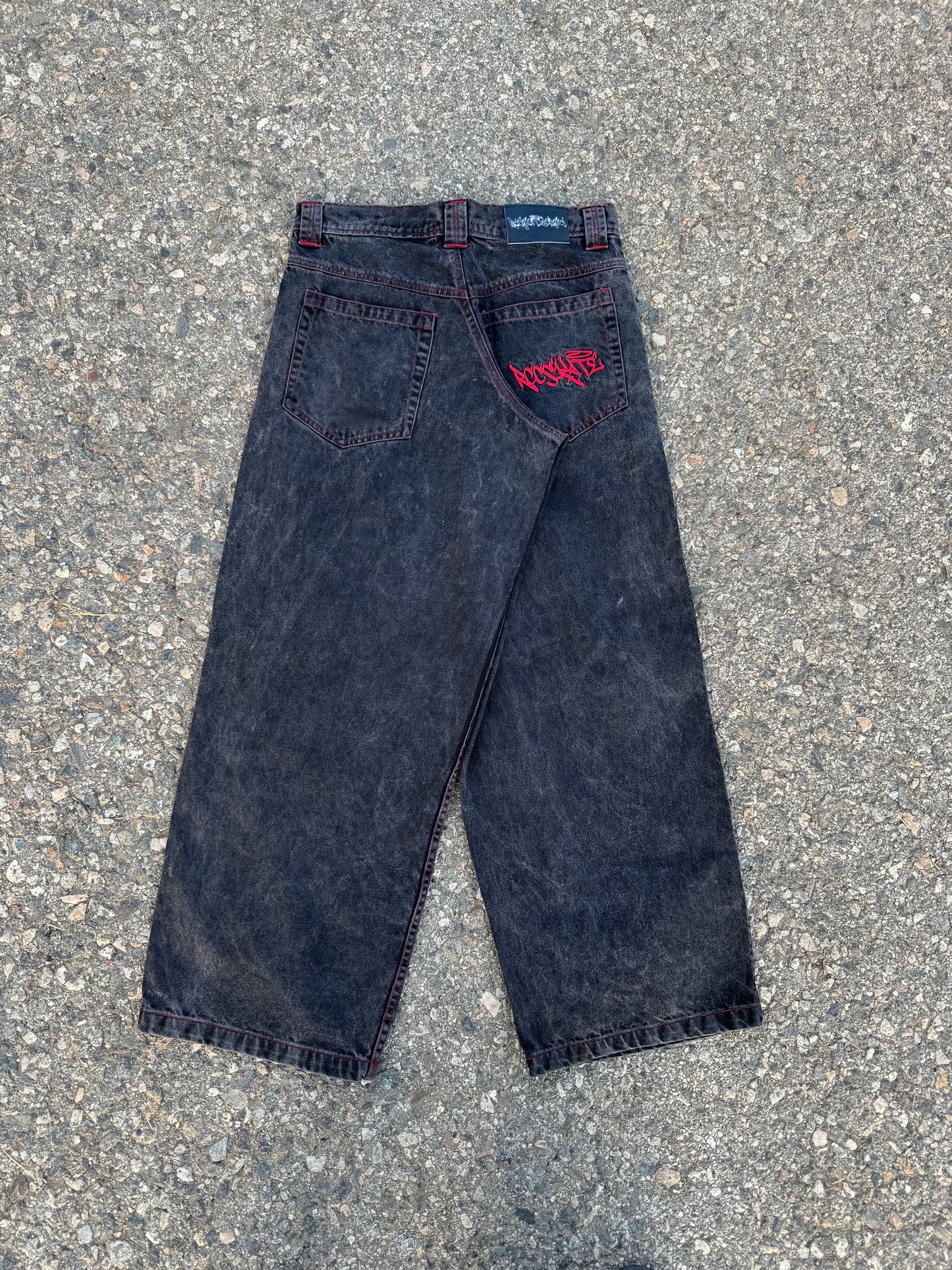 Red Contrast Stitch Pants