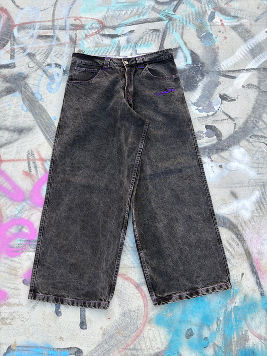Purple Contrast Stitch Denim