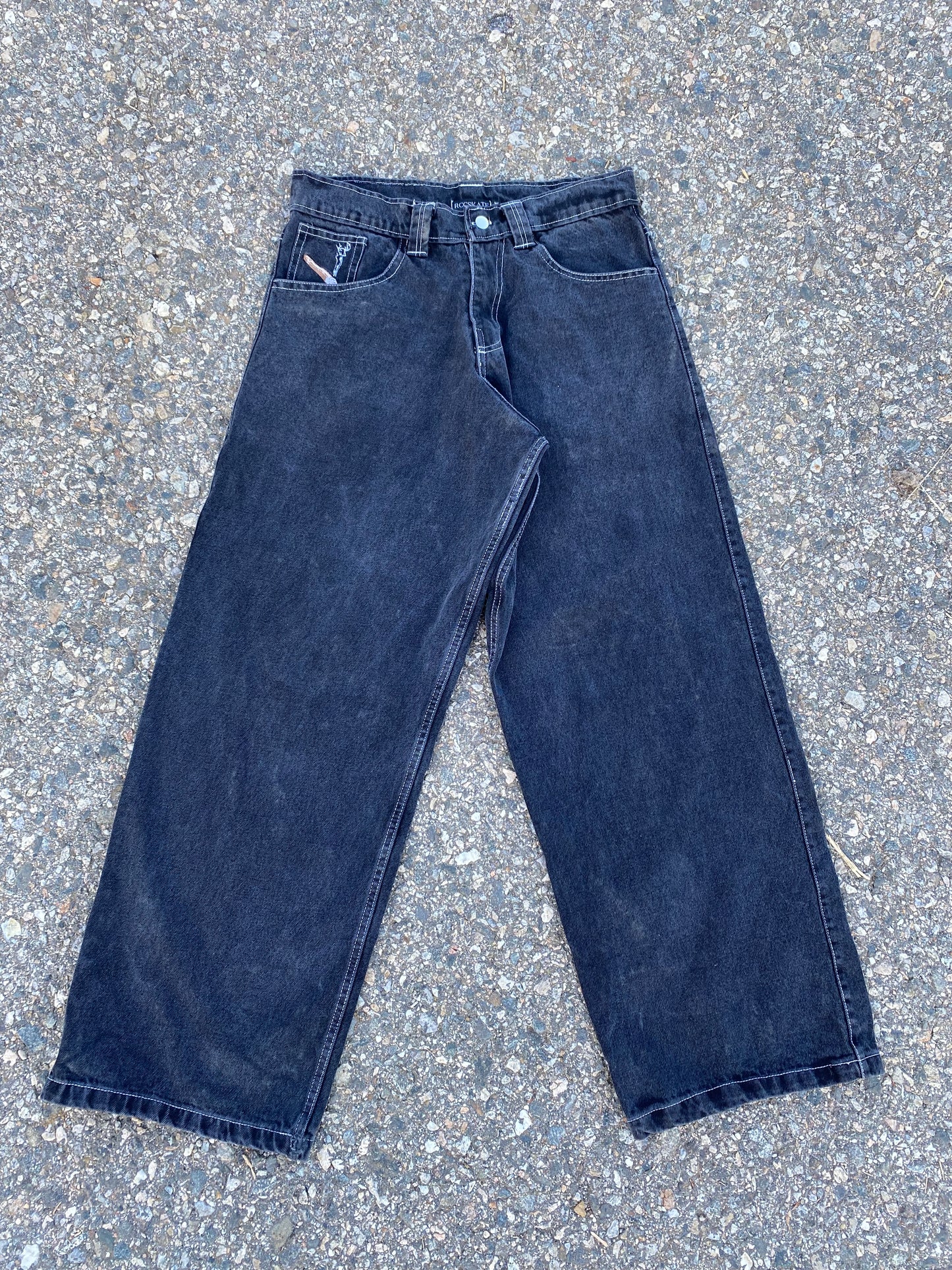 Black With White Stitch Pants