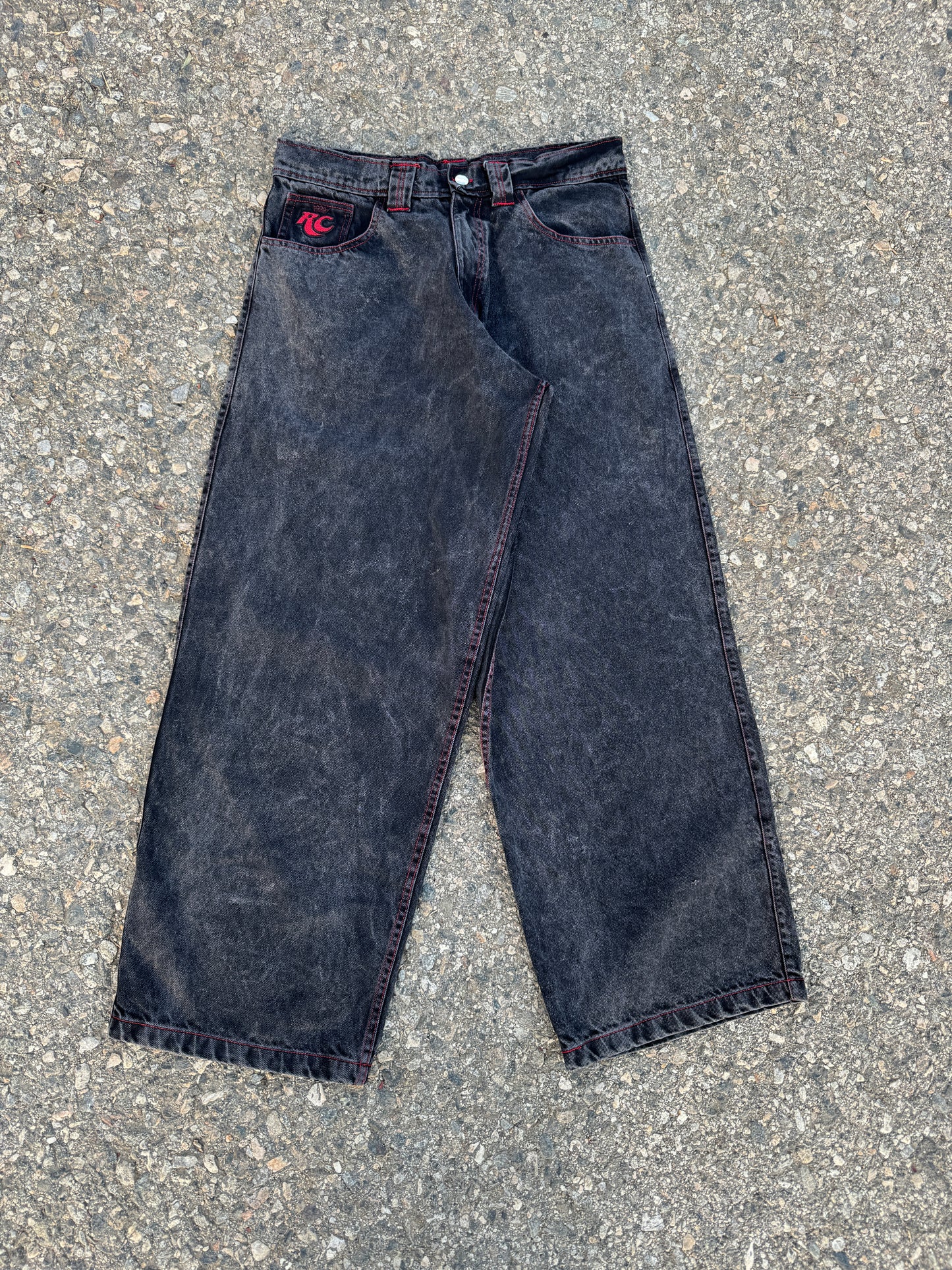 Red Contrast Stitch Pants